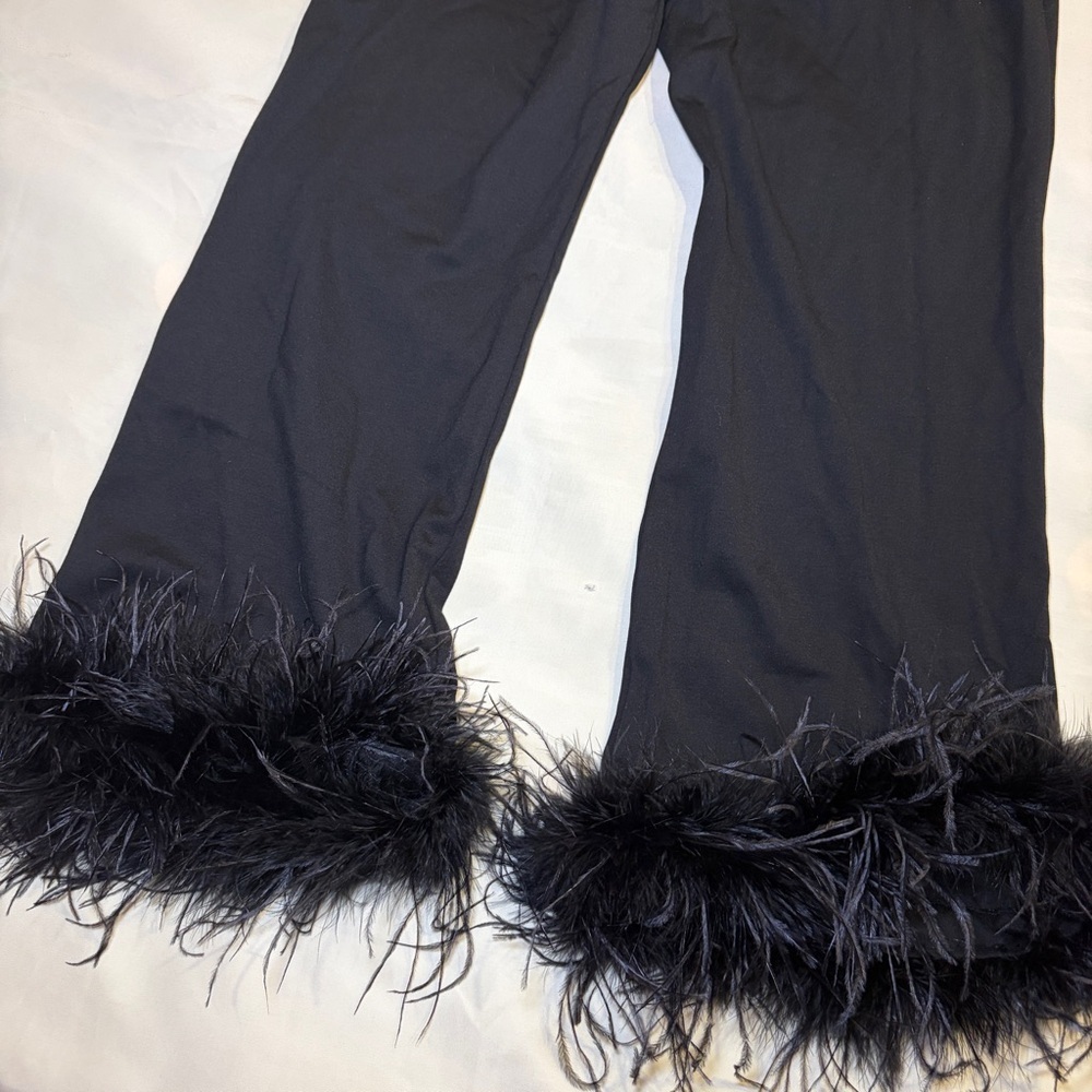 NEW! Hutch- Ponte Feather Pants Size 4 Black Flare Holiday Crop Ankle - Picture 7 of 9